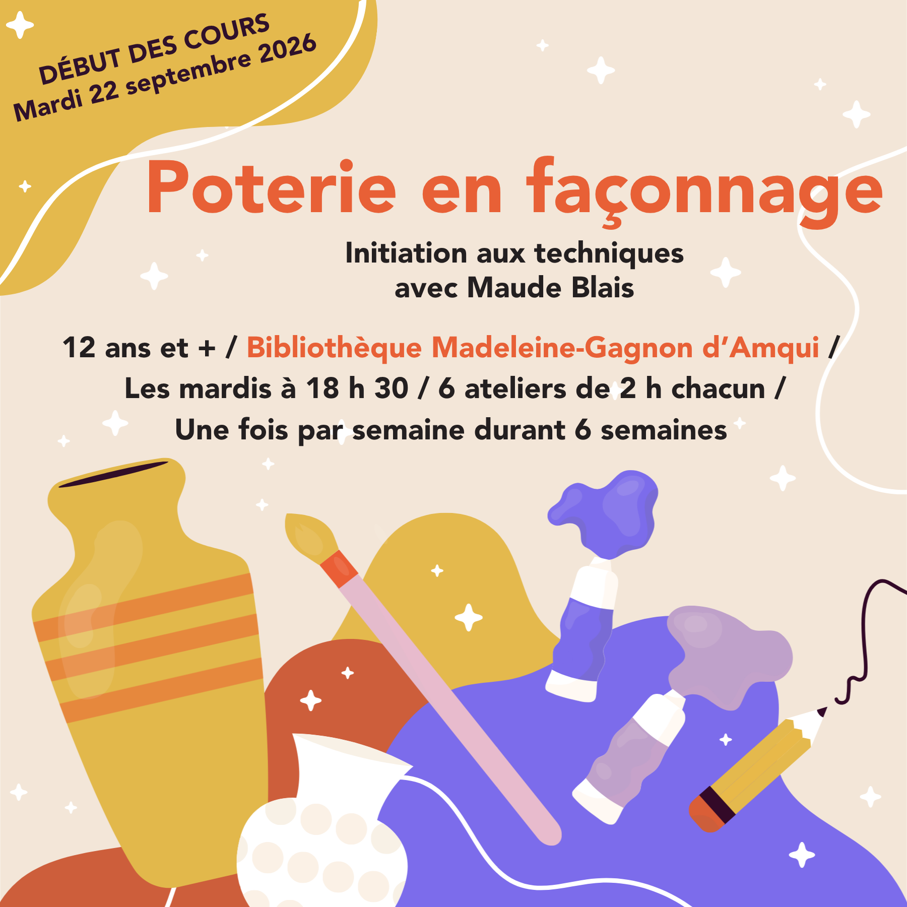 Poterie Maude Blais Offre Ateliers Poterie avec Maude Blais_Automne 2026