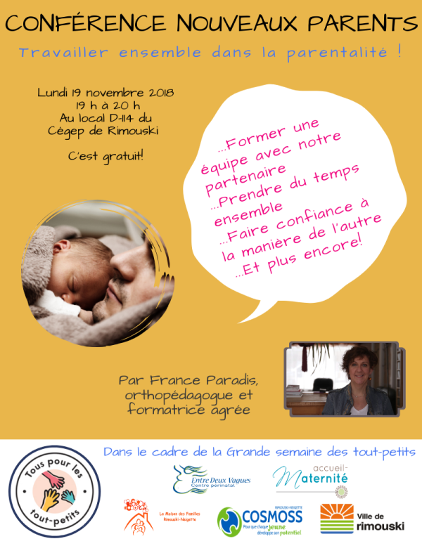 Conférence Nouveaux parents : Travailler ensemble dans la parentalité