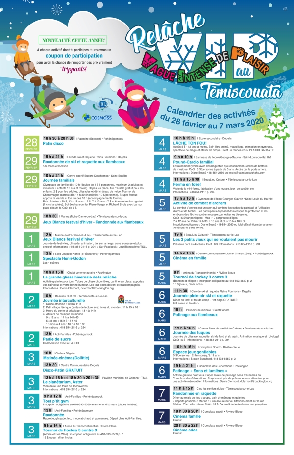 Programmation de la relâche scolaire au Témiscouata